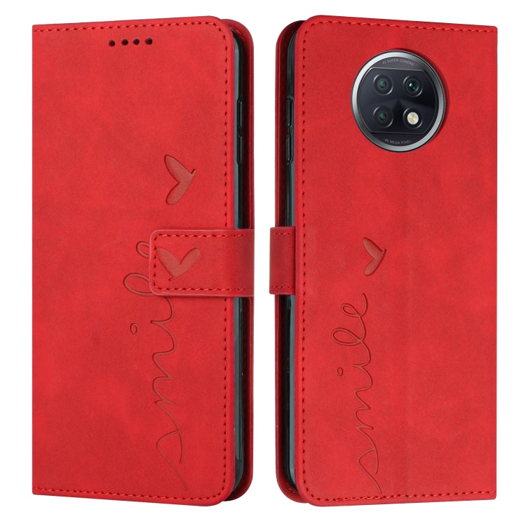 For Xiaomi Redmi Note 9T Skin Feel Heart Pattern Leather Phone Case