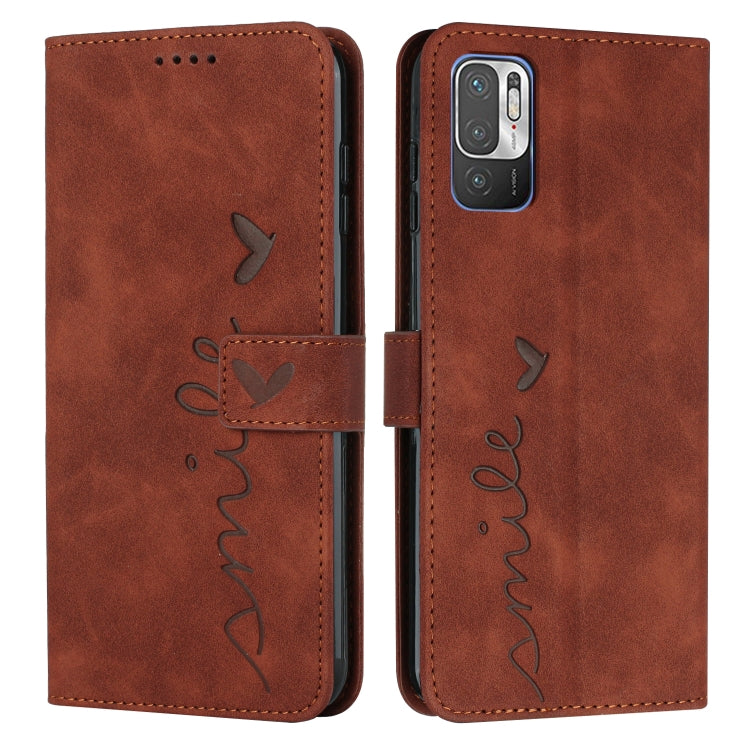 For Xiaomi Redmi Note 10 5G Skin Feel Heart Pattern Leather Phone Case