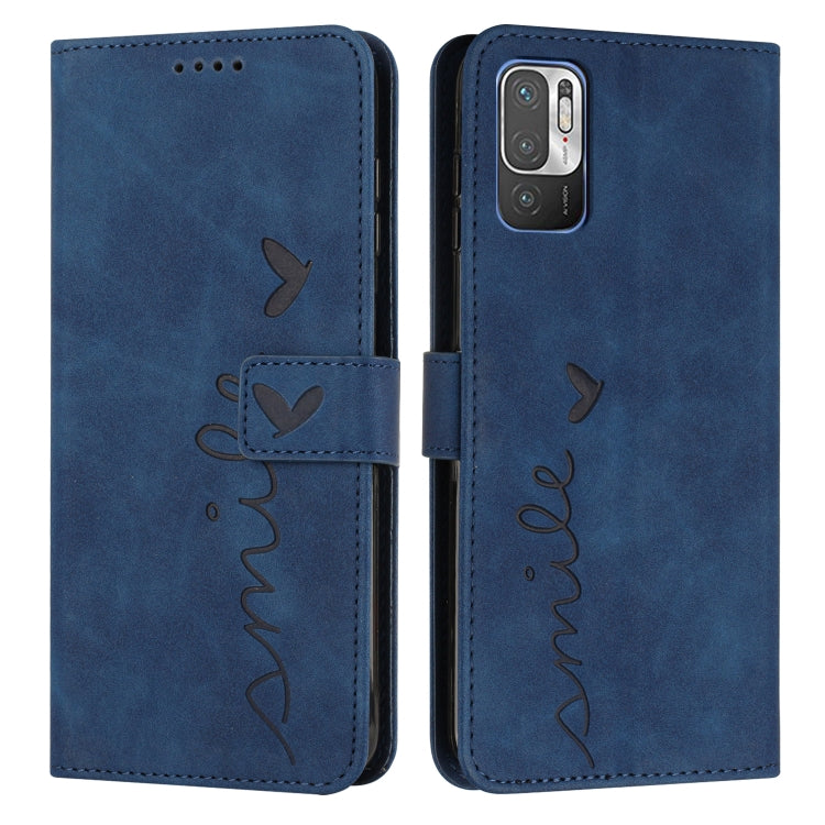 For Xiaomi Redmi Note 10 5G Skin Feel Heart Pattern Leather Phone Case