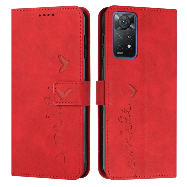 For Xiaomi Redmi Note 11 Pro Global Skin Feel Heart Pattern Leather Phone Case