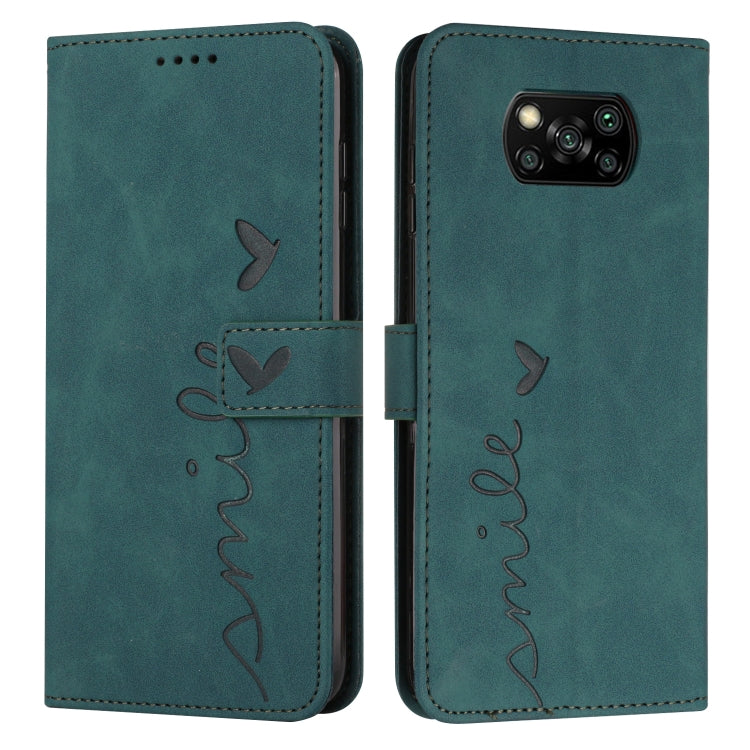 For Xiaomi Poco X3 NFC Skin Feel Heart Pattern Leather Phone Case
