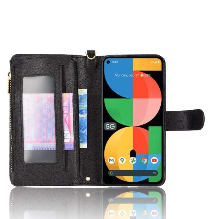 For Google Pixel 5a 5G Litchi Texture Zipper Leather Phone Case