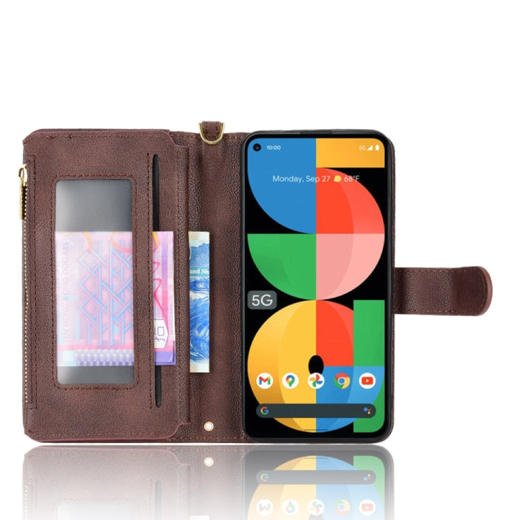 For Google Pixel 5a 5G Litchi Texture Zipper Leather Phone Case