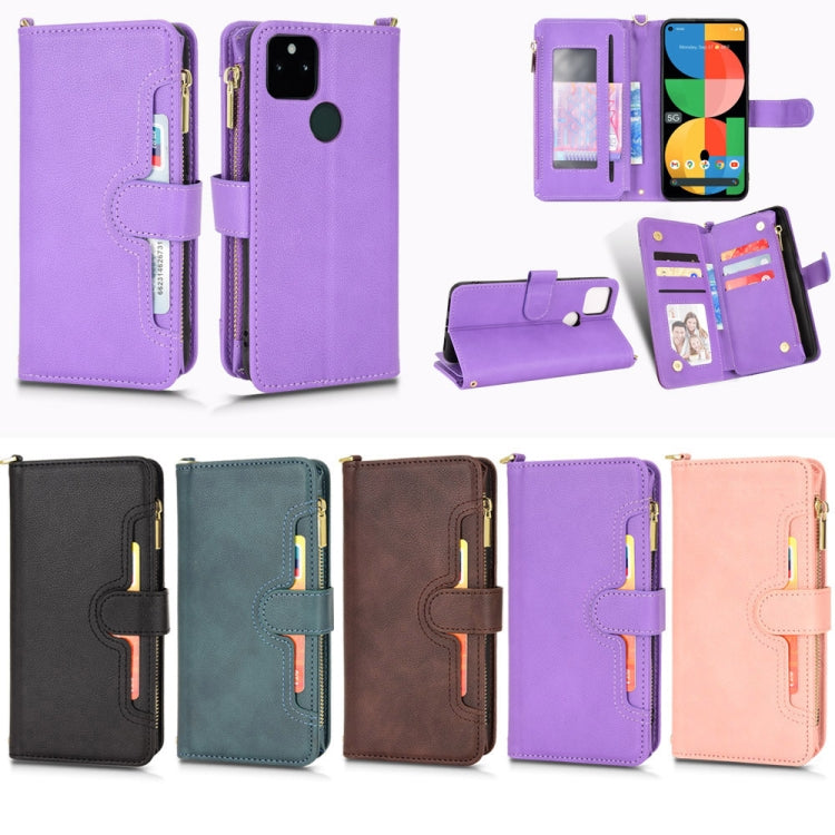 For Google Pixel 5a 5G Litchi Texture Zipper Leather Phone Case