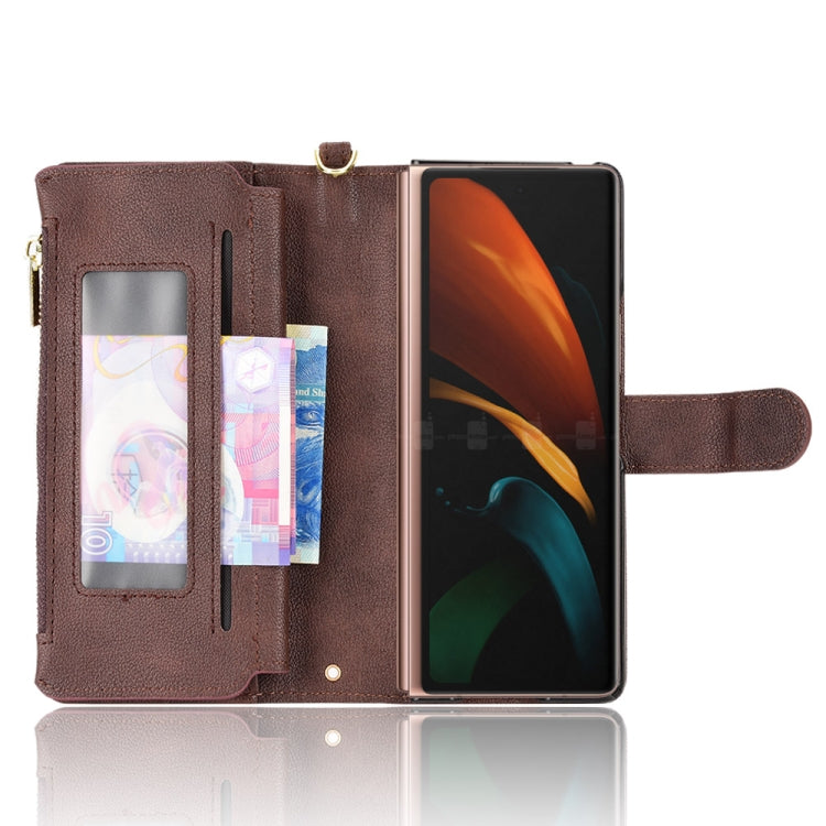 For Samsung Galaxy Z Fold2 5G Litchi Texture Zipper Leather Phone Case