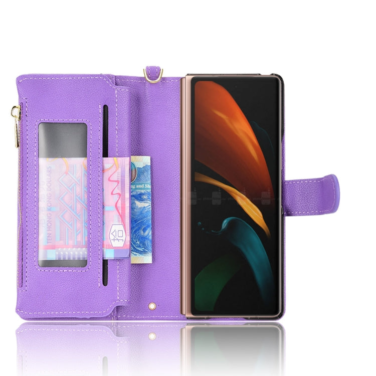 For Samsung Galaxy Z Fold2 5G Litchi Texture Zipper Leather Phone Case