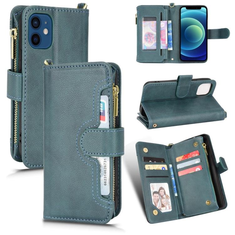 For iPhone 12 mini Litchi Texture Zipper Leather Phone Case