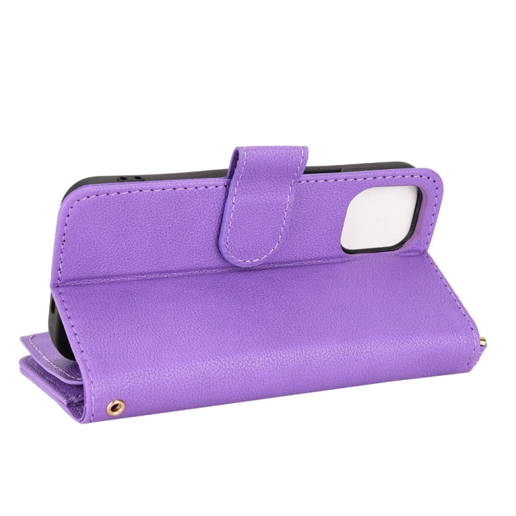 For iPhone 12 mini Litchi Texture Zipper Leather Phone Case