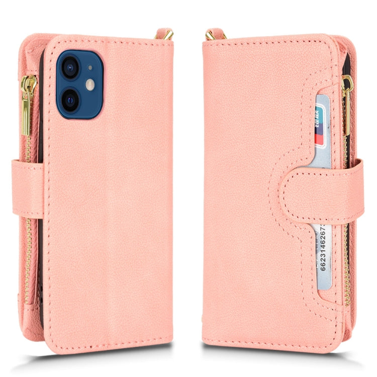 For iPhone 12 mini Litchi Texture Zipper Leather Phone Case