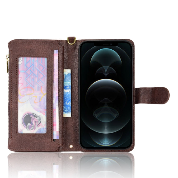 For iPhone 12 / 12 Pro Litchi Texture Zipper Leather Phone Case