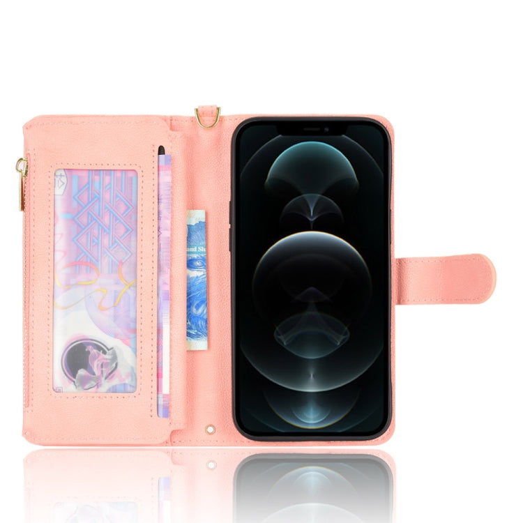 For iPhone 12 / 12 Pro Litchi Texture Zipper Leather Phone Case