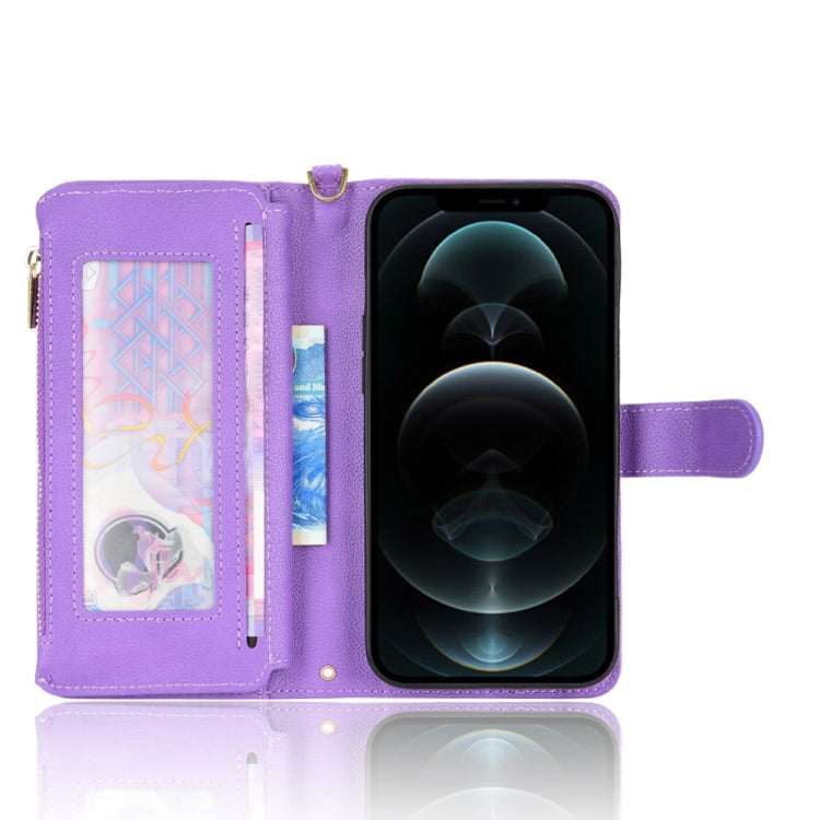 For iPhone 12 Pro Max Litchi Texture Zipper Leather Phone Case