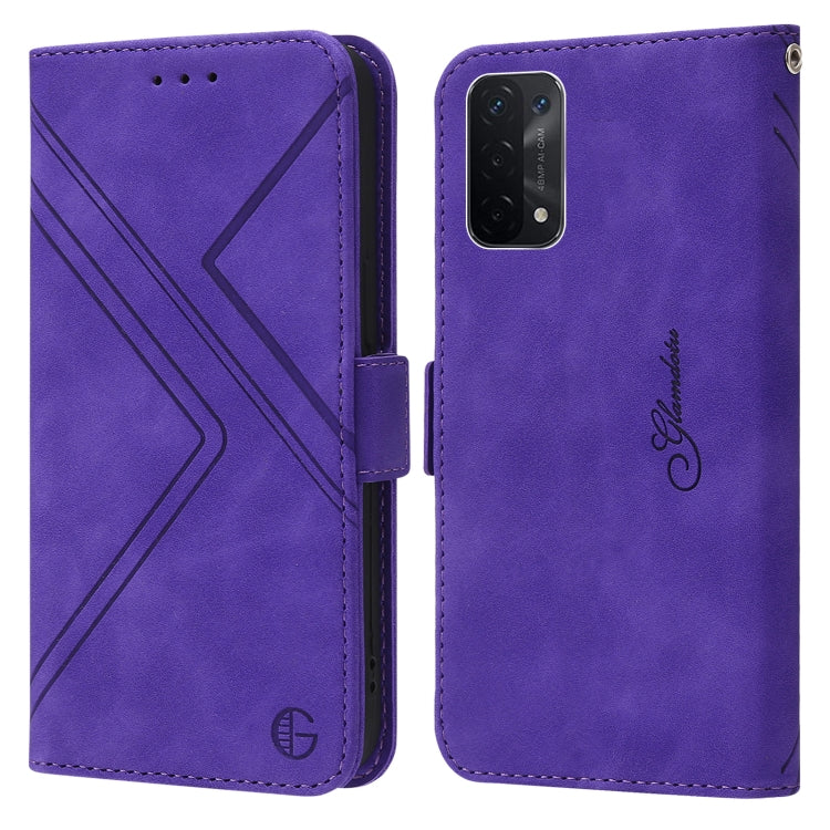 For OPPO A54 5G / A74 5G RFID Geometric Line Flip Leather Phone Case