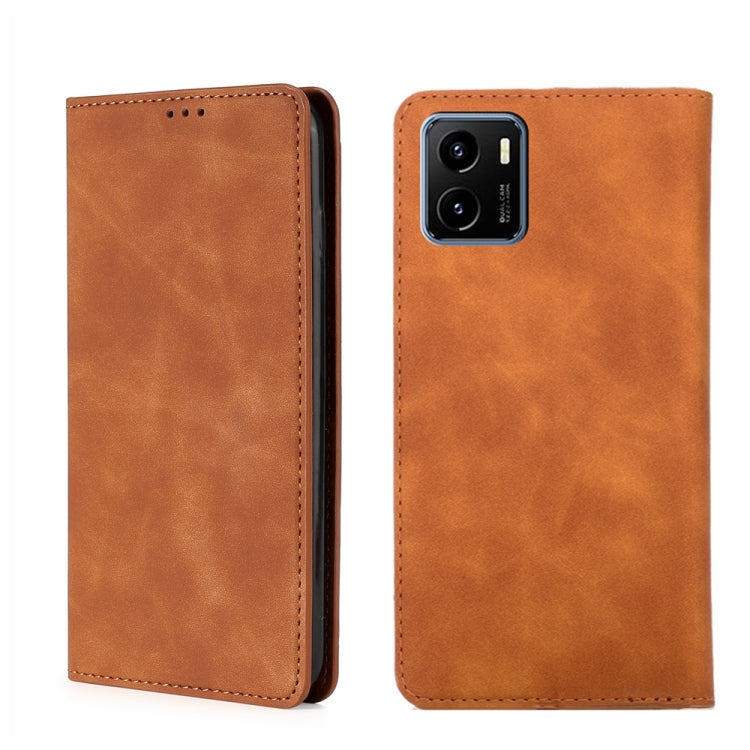 For vivo Y15s Overseas Version Skin Feel Magnetic Horizontal Flip Leather Phone Case