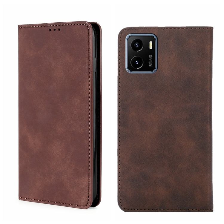 For vivo Y15s Overseas Version Skin Feel Magnetic Horizontal Flip Leather Phone Case