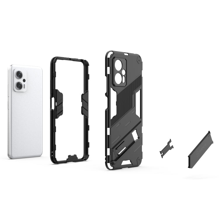 For Xiaomi Redmi Note 11T Pro 5G China Punk Armor 2 in 1 PC + TPU Shockproof Phone Case with Invisible Holder