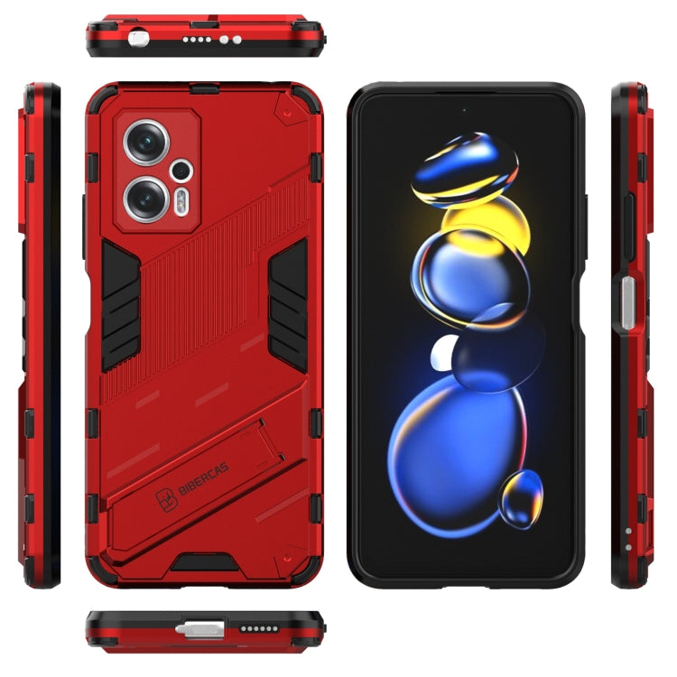 For Xiaomi Redmi Note 11T Pro 5G China Punk Armor 2 in 1 PC + TPU Shockproof Phone Case with Invisible Holder