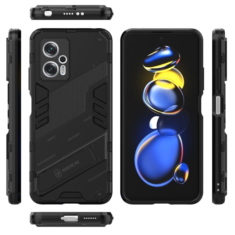 For Xiaomi Redmi Note 11T Pro 5G China Punk Armor 2 in 1 PC + TPU Shockproof Phone Case with Invisible Holder