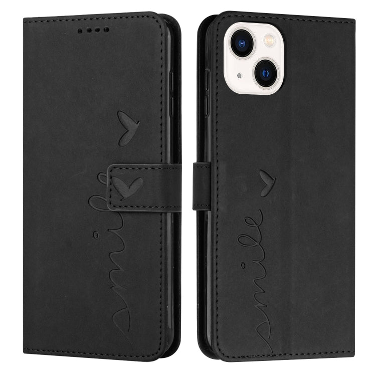 For iPhone 13 Skin Feel Heart Pattern Leather Phone Case