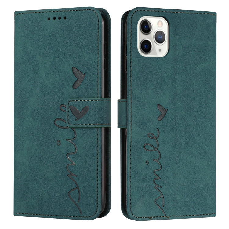 For iPhone 12 / 12 Pro Skin Feel Heart Pattern Leather Phone Case