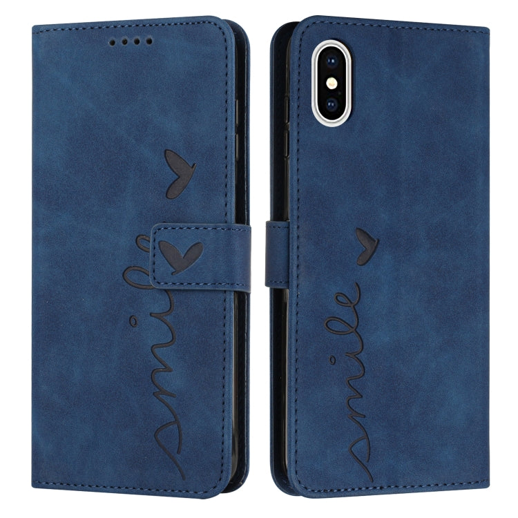 For iPhone XS Max Skin Feel Heart Pattern Leather Phone Case