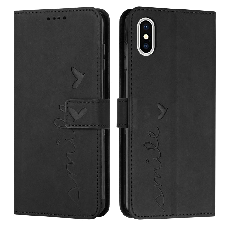 For iPhone XS Max Skin Feel Heart Pattern Leather Phone Case