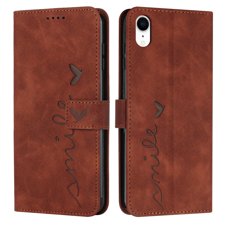 For iPhone XR Skin Feel Heart Pattern Leather Phone Case