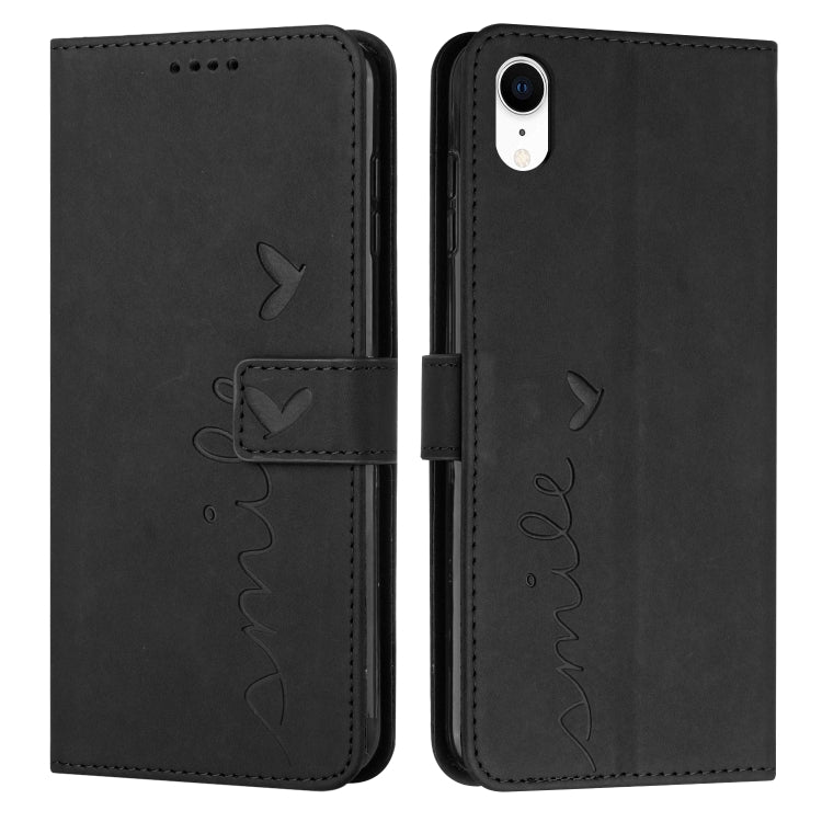 For iPhone XR Skin Feel Heart Pattern Leather Phone Case