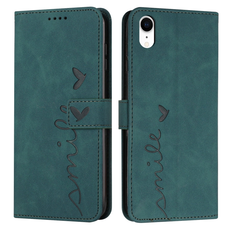 For iPhone XR Skin Feel Heart Pattern Leather Phone Case