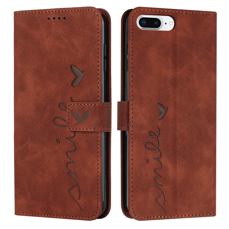 Skin Feel Heart Pattern Leather Phone Case For iPhone 8 Plus / 7 Plus / 6 Plus