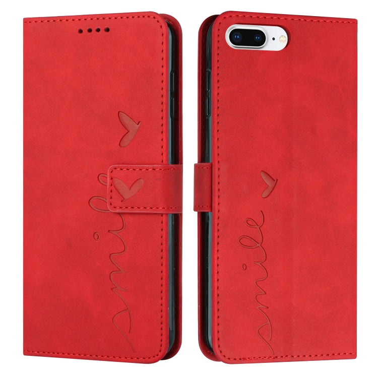 Skin Feel Heart Pattern Leather Phone Case For iPhone 8 Plus / 7 Plus / 6 Plus