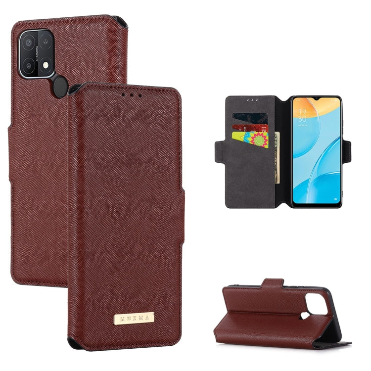 For OPPO A15 MUXMA MX115 Cross Texture Oil Edge Flip Leather Phone Case