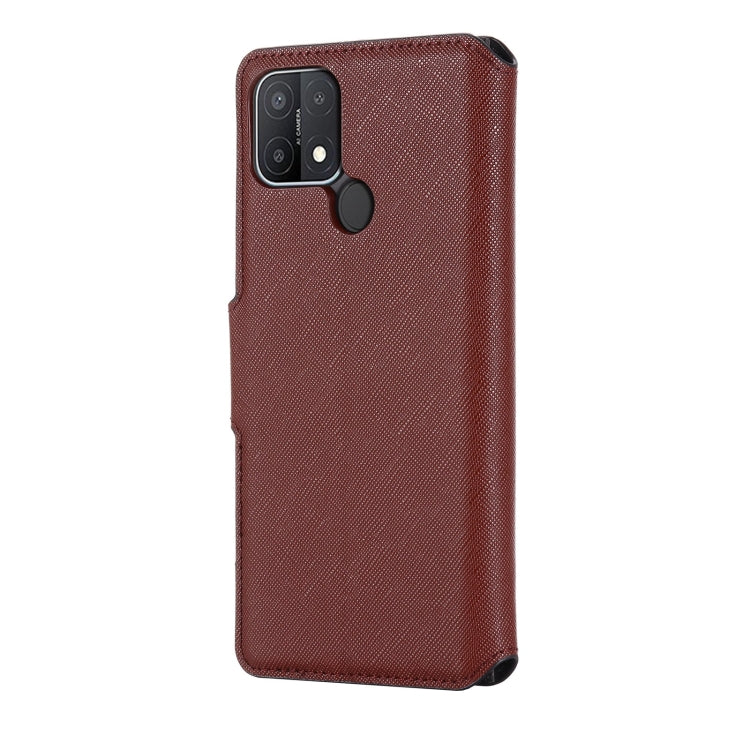 For OPPO A15 MUXMA MX115 Cross Texture Oil Edge Flip Leather Phone Case