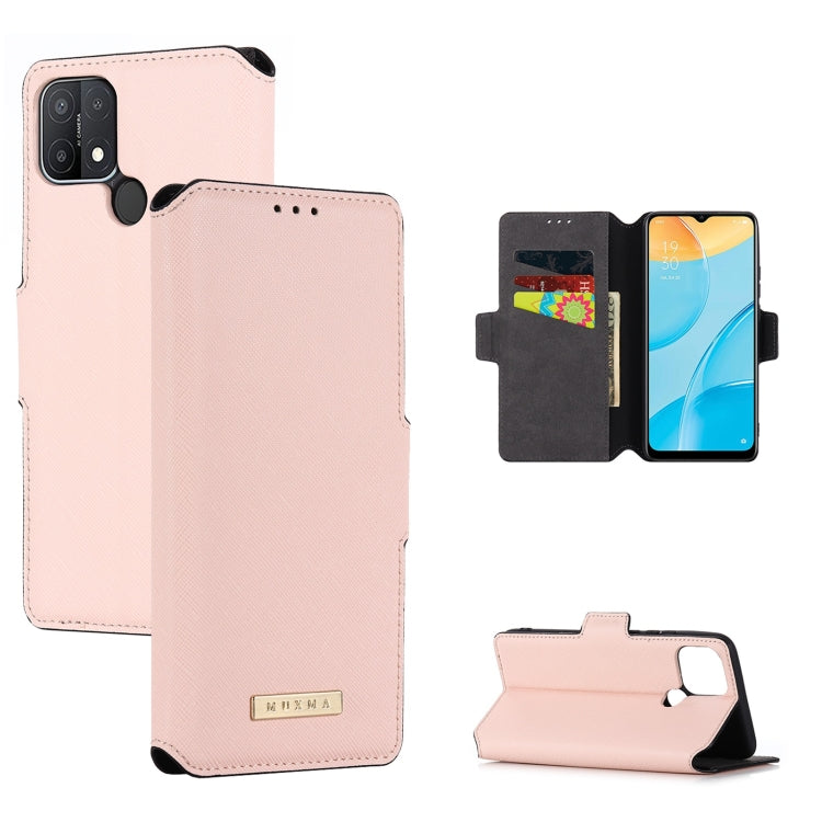 For OPPO A15 MUXMA MX115 Cross Texture Oil Edge Flip Leather Phone Case