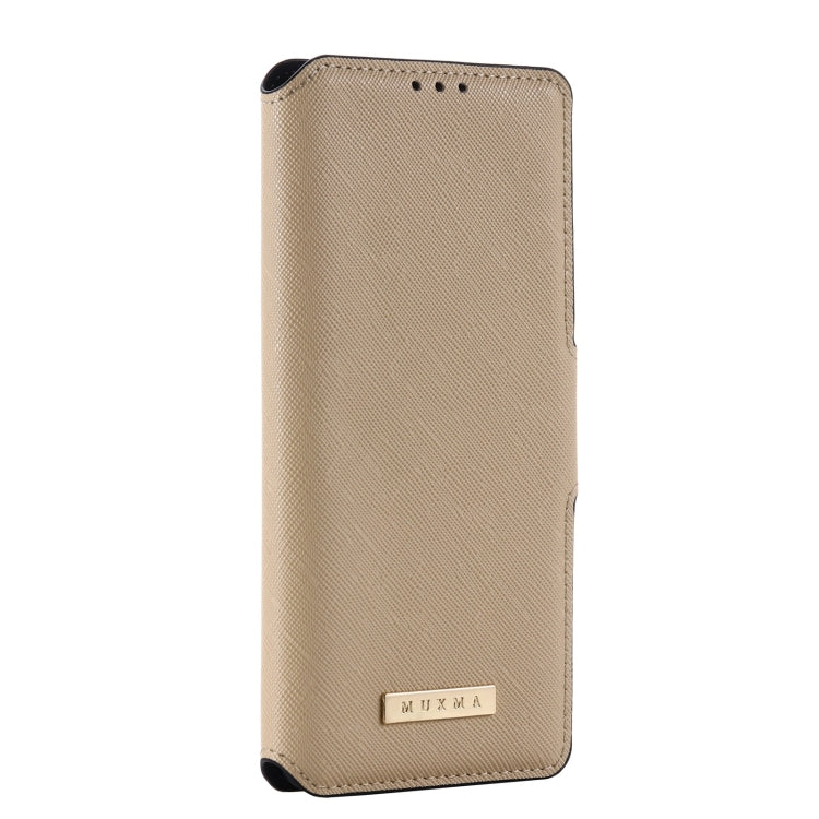 For OPPO F17 / A73 2020 MUXMA MX115 Cross Texture Oil Edge Flip Leather Phone Case