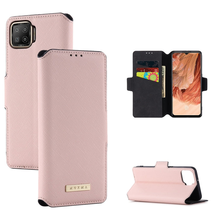 For OPPO F17 / A73 2020 MUXMA MX115 Cross Texture Oil Edge Flip Leather Phone Case