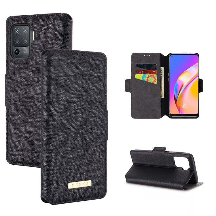 For OPPO F19 Pro / A94 MUXMA MX115 Cross Texture Oil Edge Flip Leather Phone Case