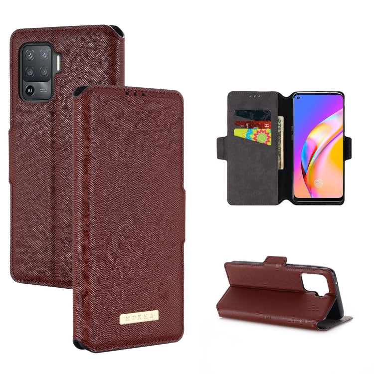 For OPPO F19 Pro / A94 MUXMA MX115 Cross Texture Oil Edge Flip Leather Phone Case