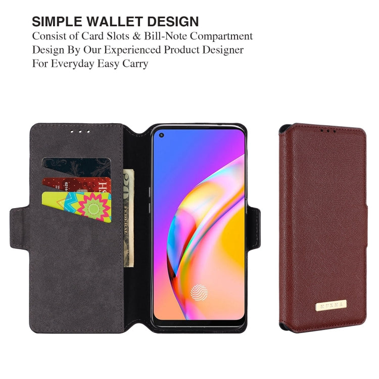 For OPPO F19 Pro / A94 MUXMA MX115 Cross Texture Oil Edge Flip Leather Phone Case