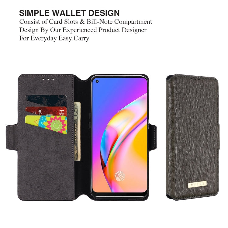 For OPPO F19 Pro / A94 MUXMA MX115 Cross Texture Oil Edge Flip Leather Phone Case