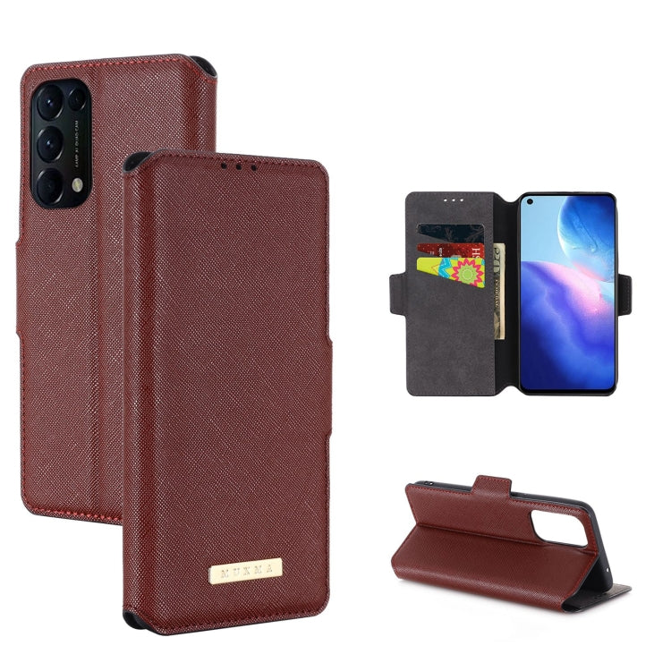 For OPPO Reno5 4G MUXMA MX115 Cross Texture Oil Edge Flip Leather Phone Case