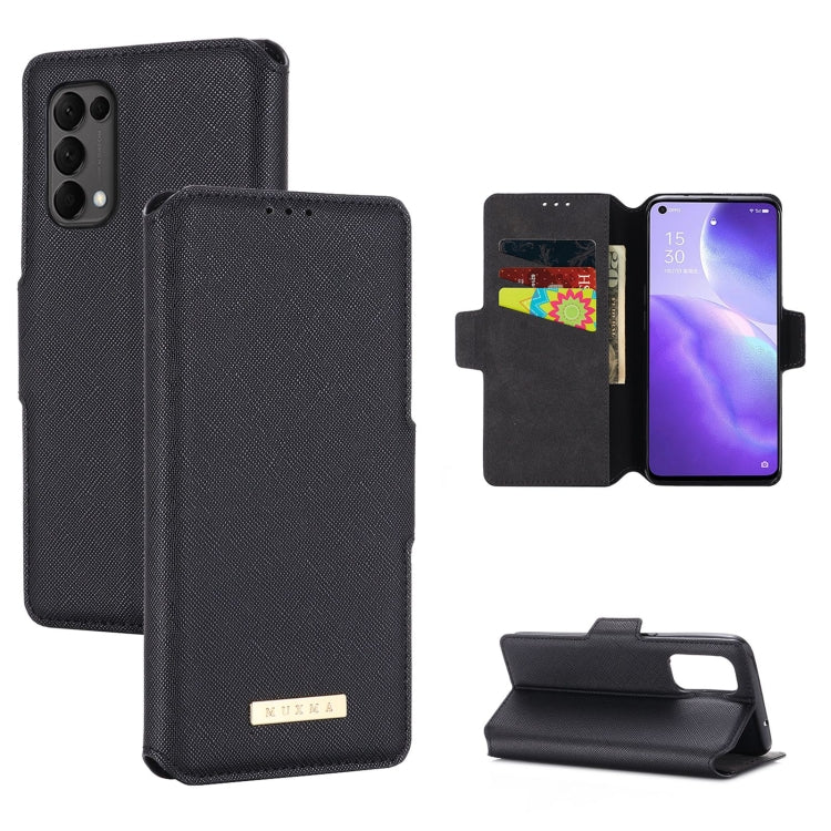 For OPPO Reno5 5G MUXMA MX115 Cross Texture Oil Edge Flip Leather Phone Case
