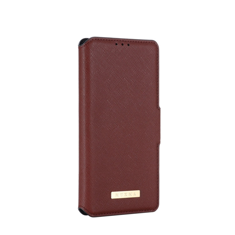 For OPPO Reno5 5G MUXMA MX115 Cross Texture Oil Edge Flip Leather Phone Case