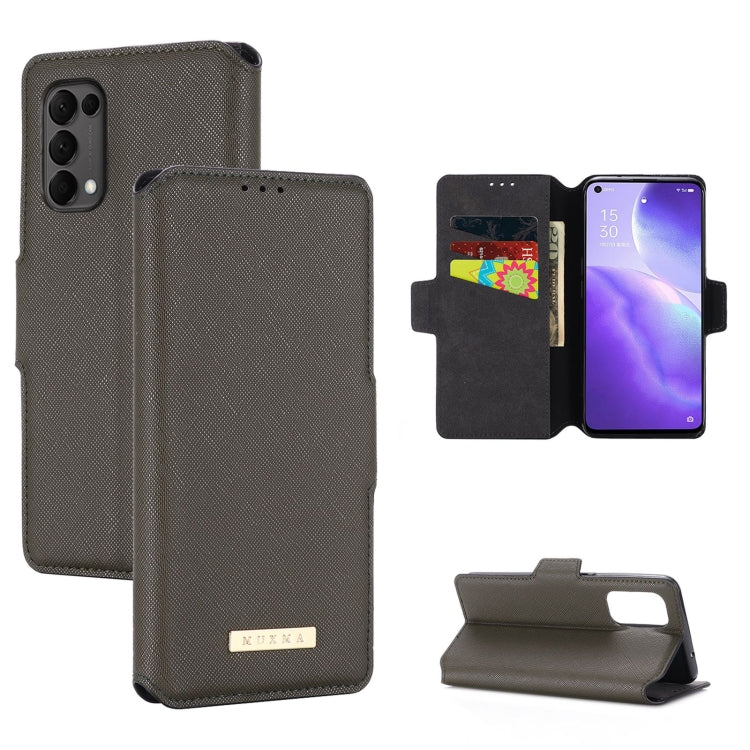 For OPPO Reno5 5G MUXMA MX115 Cross Texture Oil Edge Flip Leather Phone Case