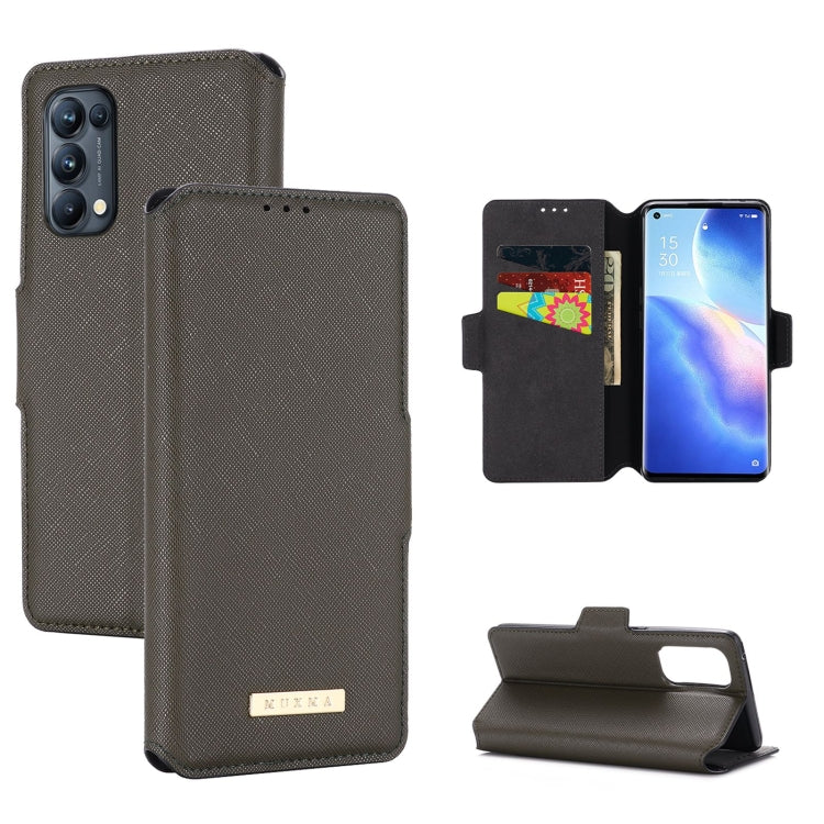 For OPPO Reno5 Pro 5G MUXMA MX115 Cross Texture Oil Edge Flip Leather Phone Case