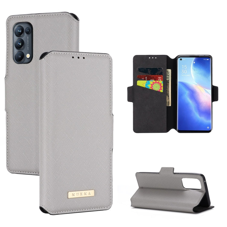 For OPPO Reno5 Pro 5G MUXMA MX115 Cross Texture Oil Edge Flip Leather Phone Case