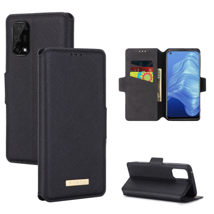 For OPPO Realme 7 5G / V5 / Q2 MUXMA MX115 Cross Texture Oil Edge Flip Leather Phone Case