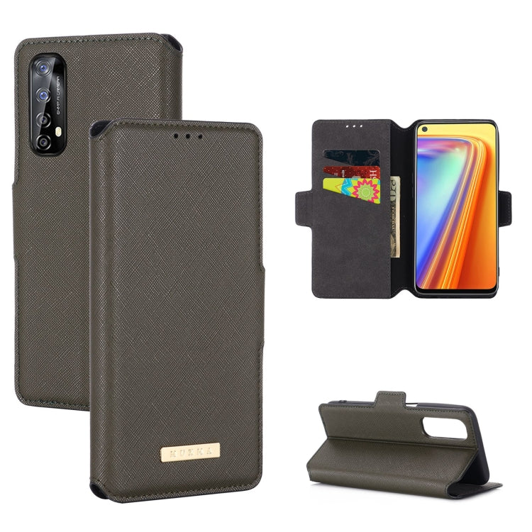 For OPPO Realme 7 Asian Version MUXMA MX115 Cross Texture Oil Edge Flip Leather Phone Case