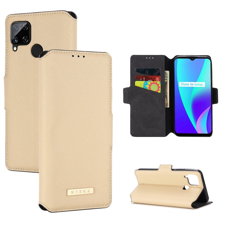 For OPPO Realme C15 / C12 MUXMA MX115 Cross Texture Oil Edge Flip Leather Phone Case