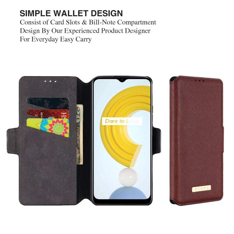 For OPPO Realme C21 MUXMA MX115 Cross Texture Oil Edge Flip Leather Phone Case